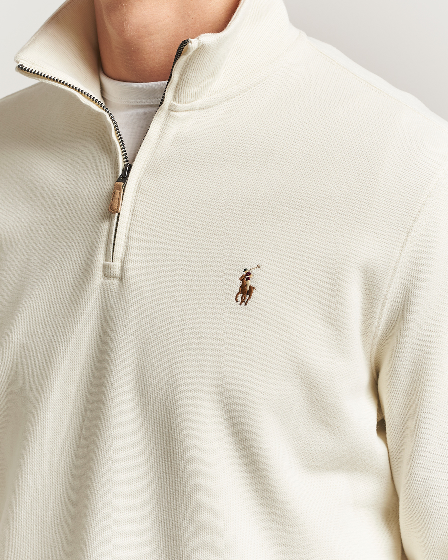Men | Sweaters & Knitwear | Polo Ralph Lauren | Double Knitted Half Zip Parchment Cream