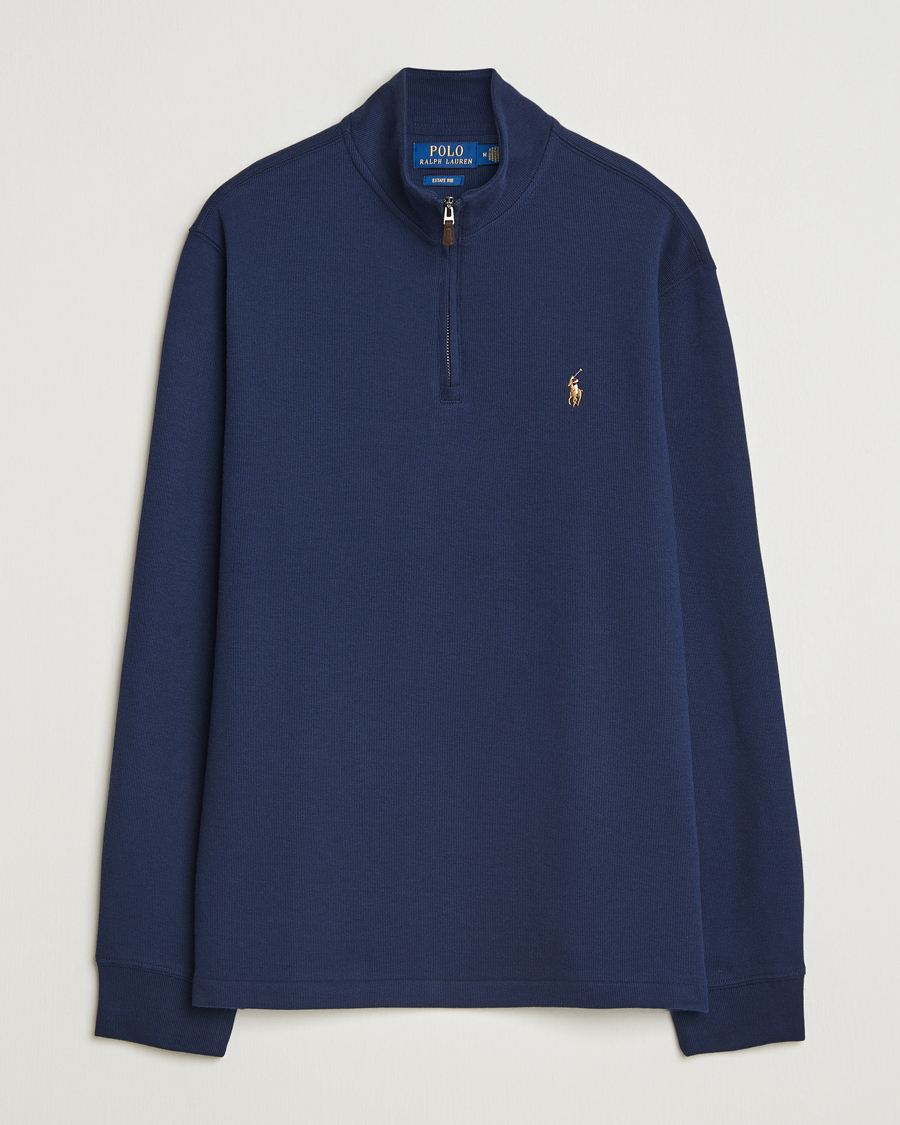 Men | Sweaters & Knitwear | Polo Ralph Lauren | Double Knitted Half Zip Cruise Navy