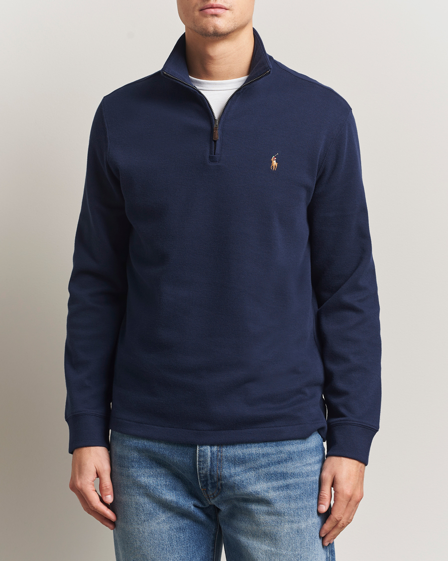 Men | Sweaters & Knitwear | Polo Ralph Lauren | Double Knitted Half Zip Cruise Navy