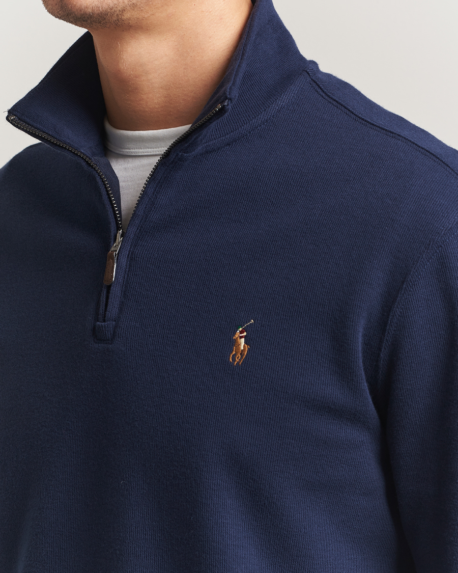 Men | Sweaters & Knitwear | Polo Ralph Lauren | Double Knitted Half Zip Cruise Navy