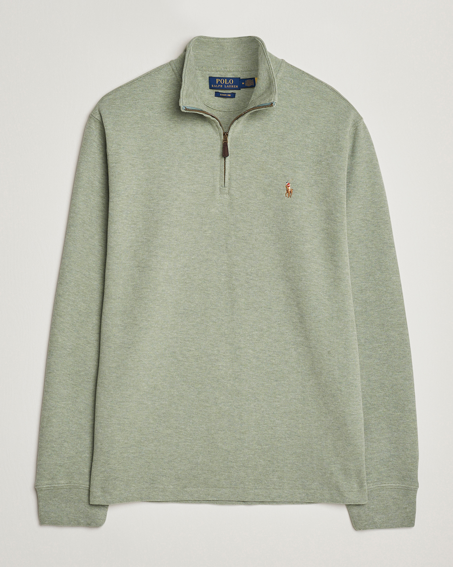 Men | Sweaters & Knitwear | Polo Ralph Lauren | Double Knitted Half Zip Greenery Heather