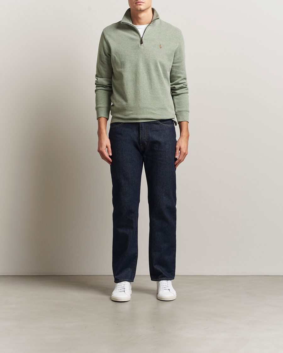 Men | Sweaters & Knitwear | Polo Ralph Lauren | Double Knitted Half Zip Greenery Heather