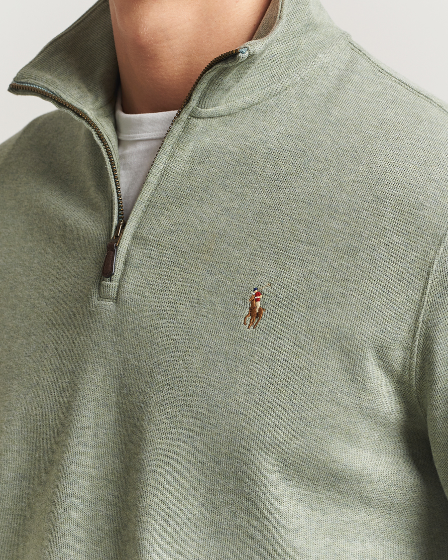 Men | Sweaters & Knitwear | Polo Ralph Lauren | Double Knitted Half Zip Greenery Heather