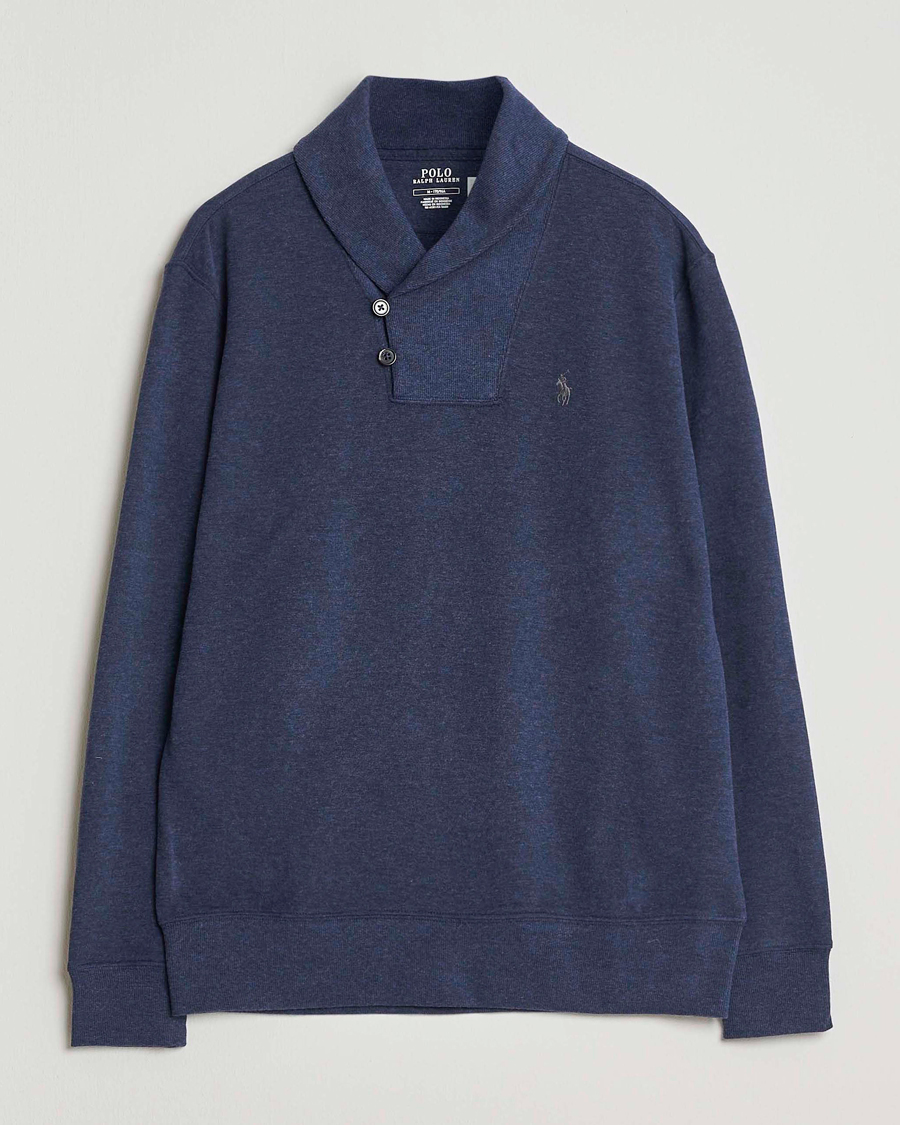 Men | Sweaters & Knitwear | Polo Ralph Lauren | Double Knitted Shawl Collar Sweater Navy Heather