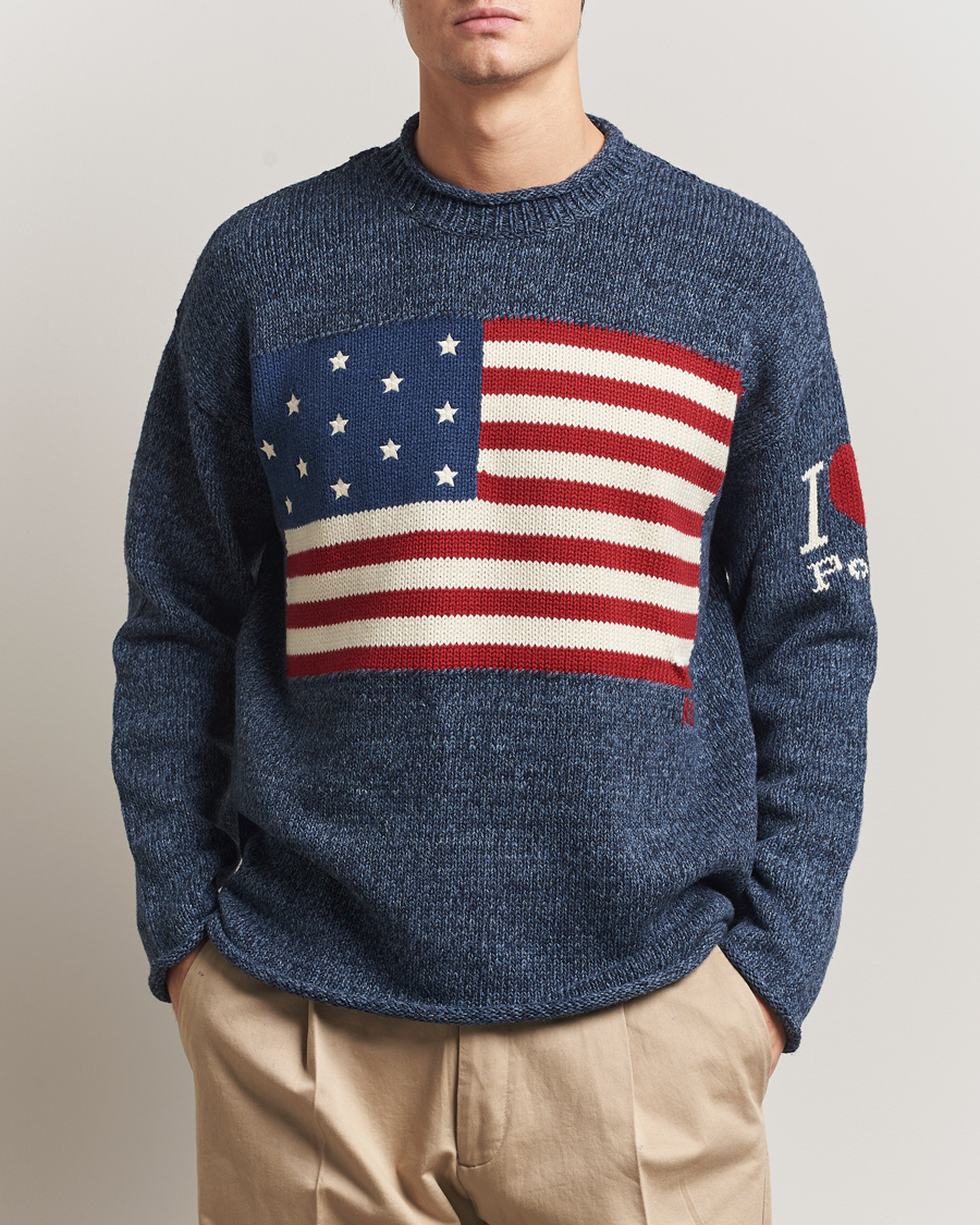 Men | Sweaters & Knitwear | Polo Ralph Lauren | Cotton Flag Sweater Blue Marl