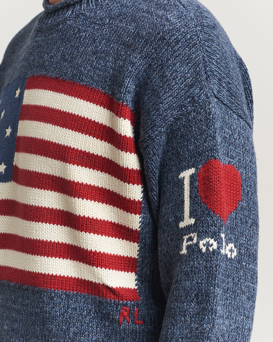 Men | Sweaters & Knitwear | Polo Ralph Lauren | Cotton Flag Sweater Blue Marl