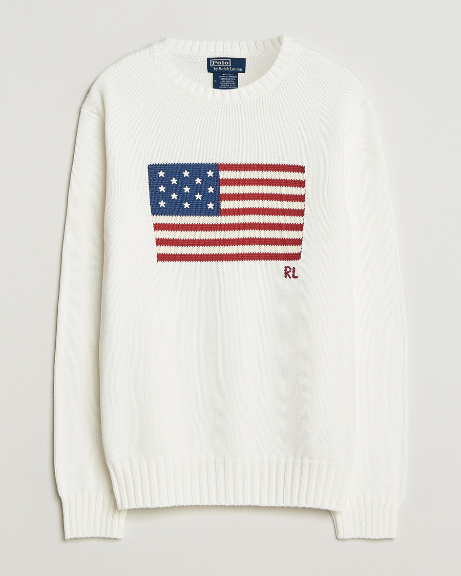 Men | Sweaters & Knitwear | Polo Ralph Lauren | Cotton Flag Sweater Deckwash White