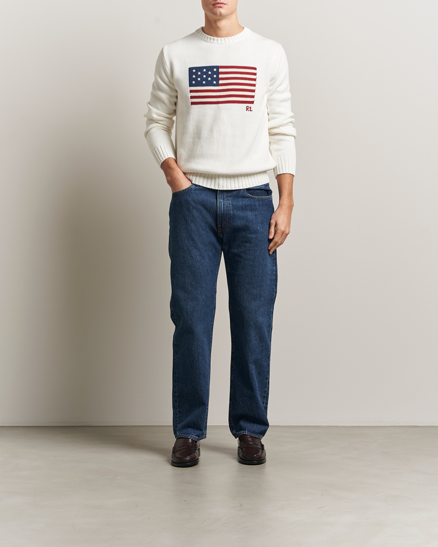 Polo Ralph Lauren Cotton Flag Sweater Deckwash White at CareOfCarl.com