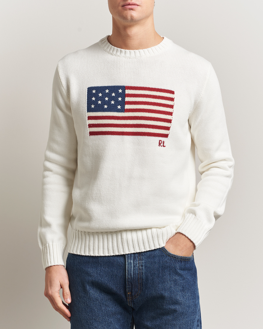 Men | Sweaters & Knitwear | Polo Ralph Lauren | Cotton Flag Sweater Deckwash White