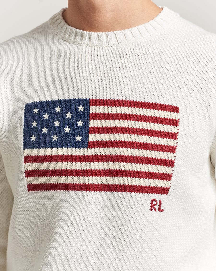 Men | Sweaters & Knitwear | Polo Ralph Lauren | Cotton Flag Sweater Deckwash White