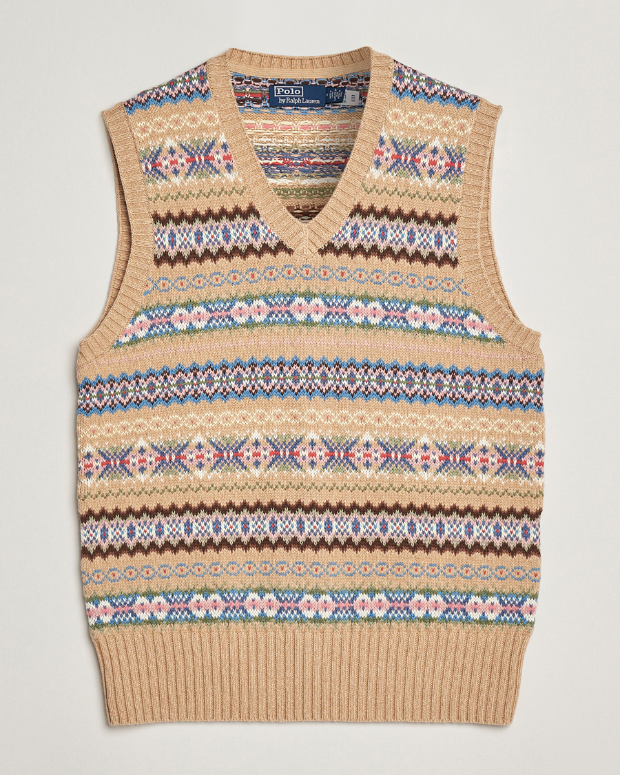 Men | Sweaters & Knitwear | Polo Ralph Lauren | Cotton Wool Long Sleeve Sweater Tan Multi