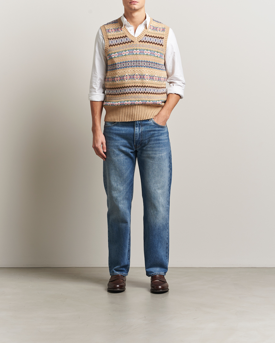 Men | Sweaters & Knitwear | Polo Ralph Lauren | Cotton Wool Long Sleeve Sweater Tan Multi