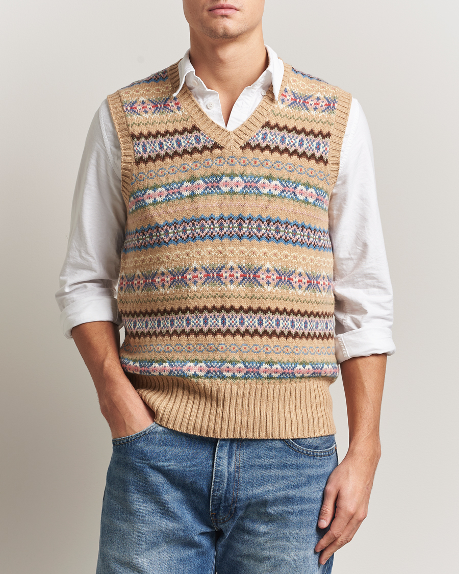 Men | Sweaters & Knitwear | Polo Ralph Lauren | Cotton Wool Long Sleeve Sweater Tan Multi