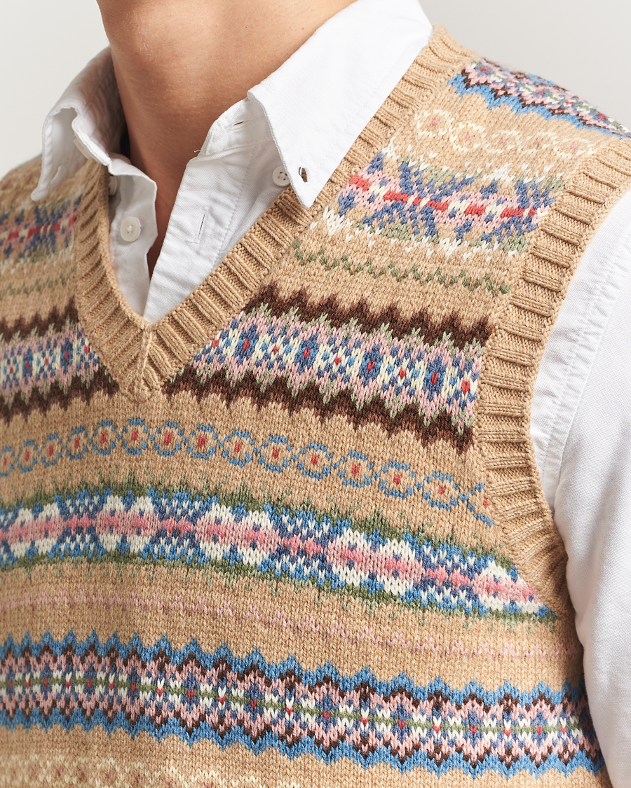 Men | Sweaters & Knitwear | Polo Ralph Lauren | Cotton Wool Long Sleeve Sweater Tan Multi
