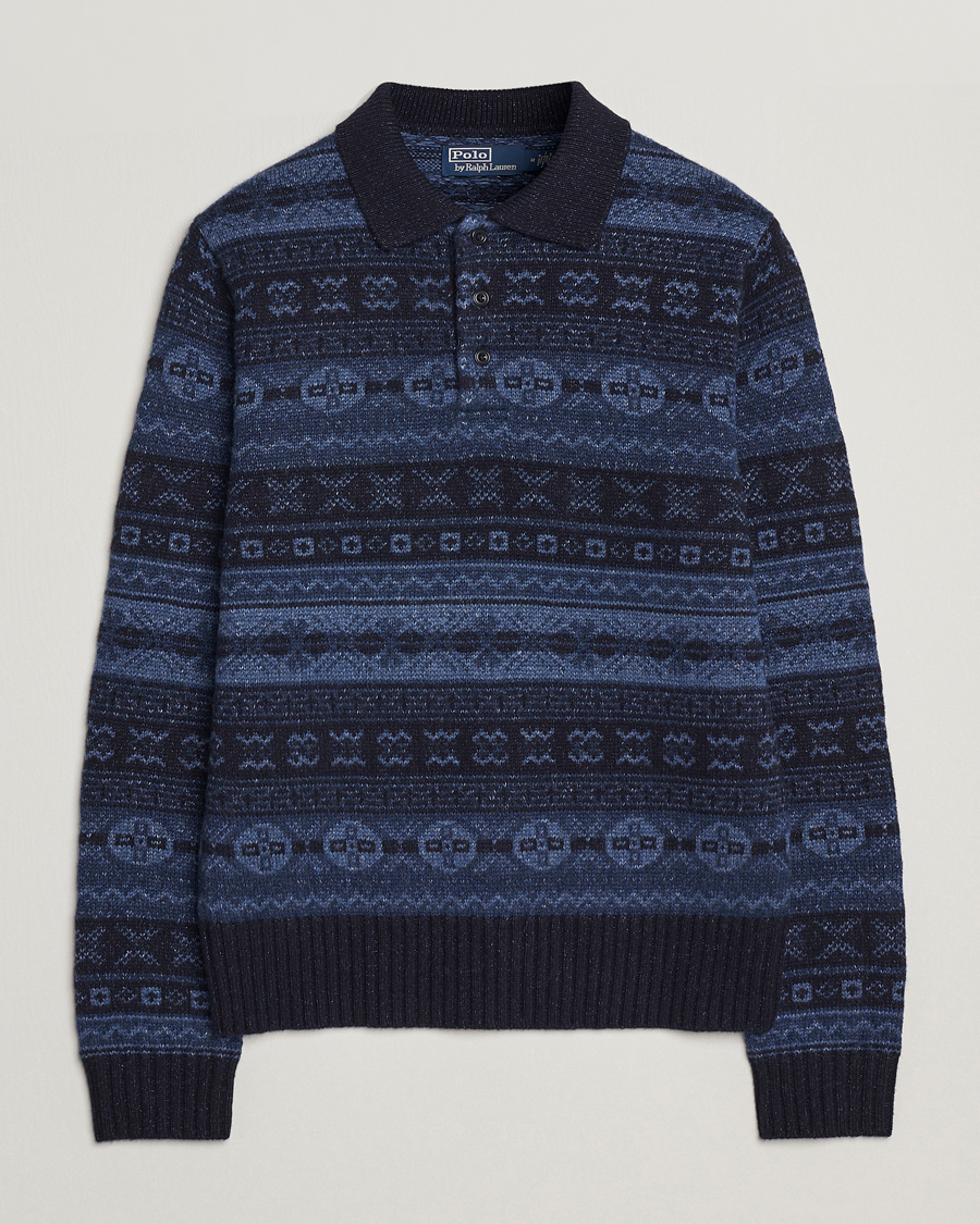 Men | Sweaters & Knitwear | Polo Ralph Lauren | Wool/Linen Blend Long Sleeve Sweater Navy Multi