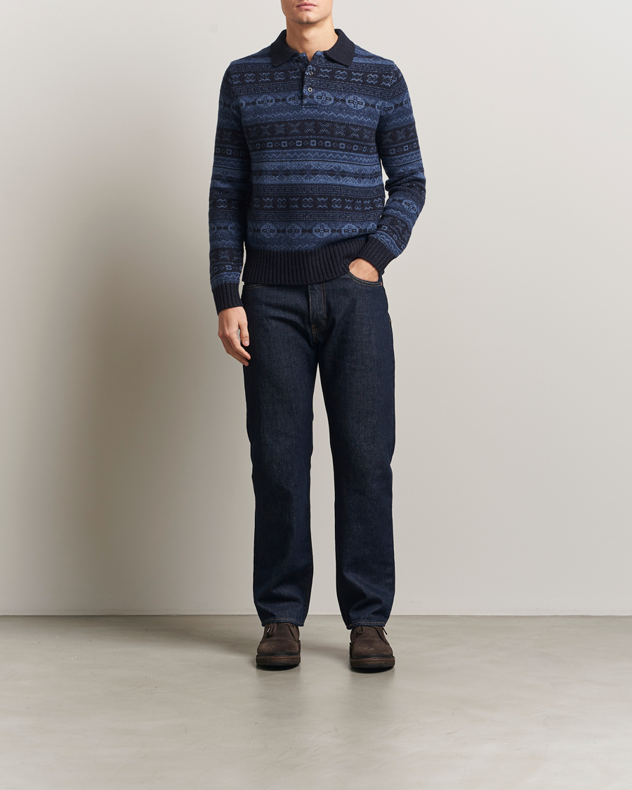 Men | Sweaters & Knitwear | Polo Ralph Lauren | Wool/Linen Blend Long Sleeve Sweater Navy Multi