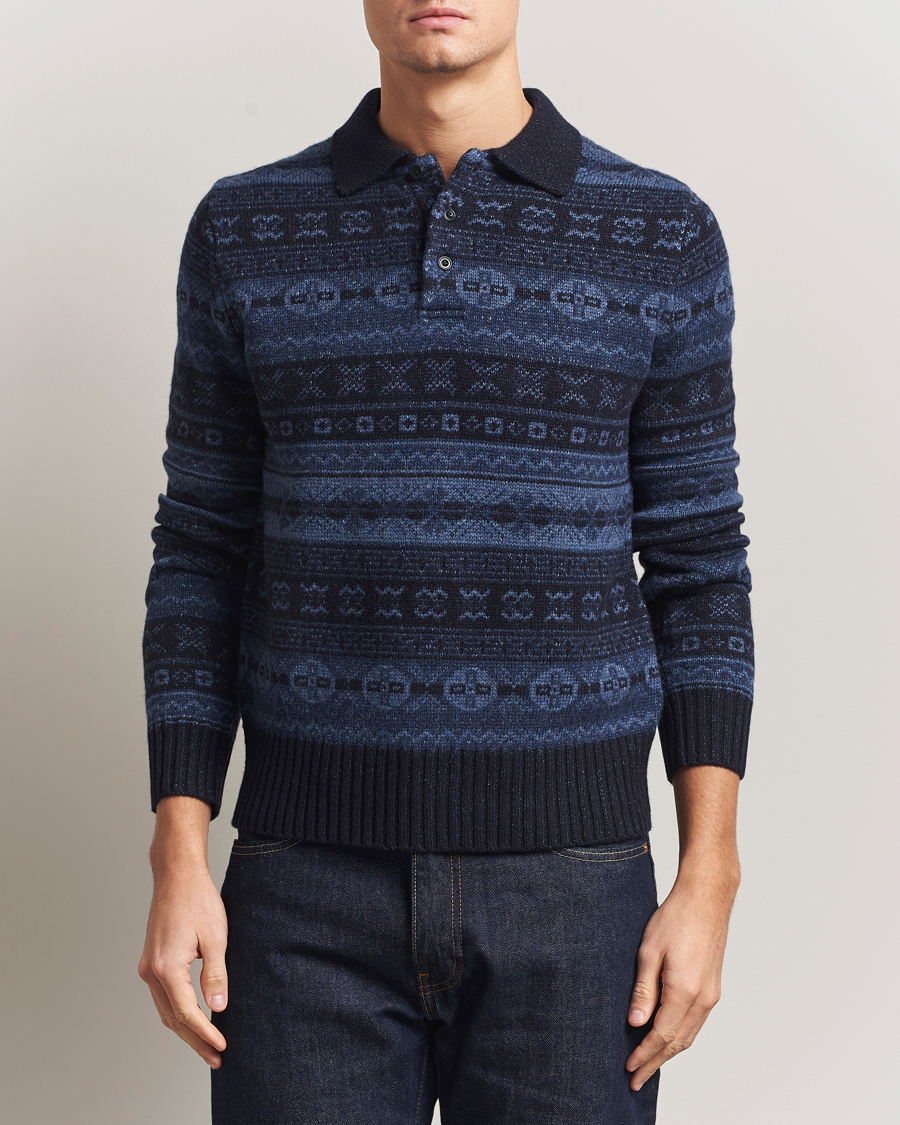 Men | Sweaters & Knitwear | Polo Ralph Lauren | Wool/Linen Blend Long Sleeve Sweater Navy Multi
