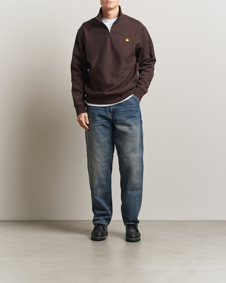 Men | Sweaters & Knitwear | Carhartt WIP | Half Zip American Script Sweat Palisander