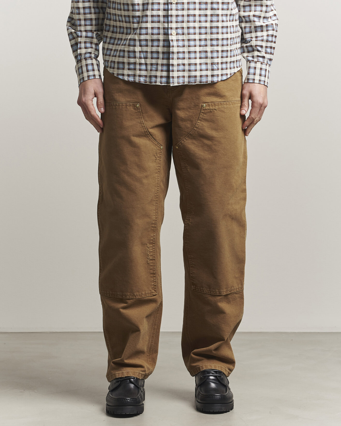 Men | Trousers | Carhartt WIP | Double Knee Pants Hamilton Brown Grind Washed