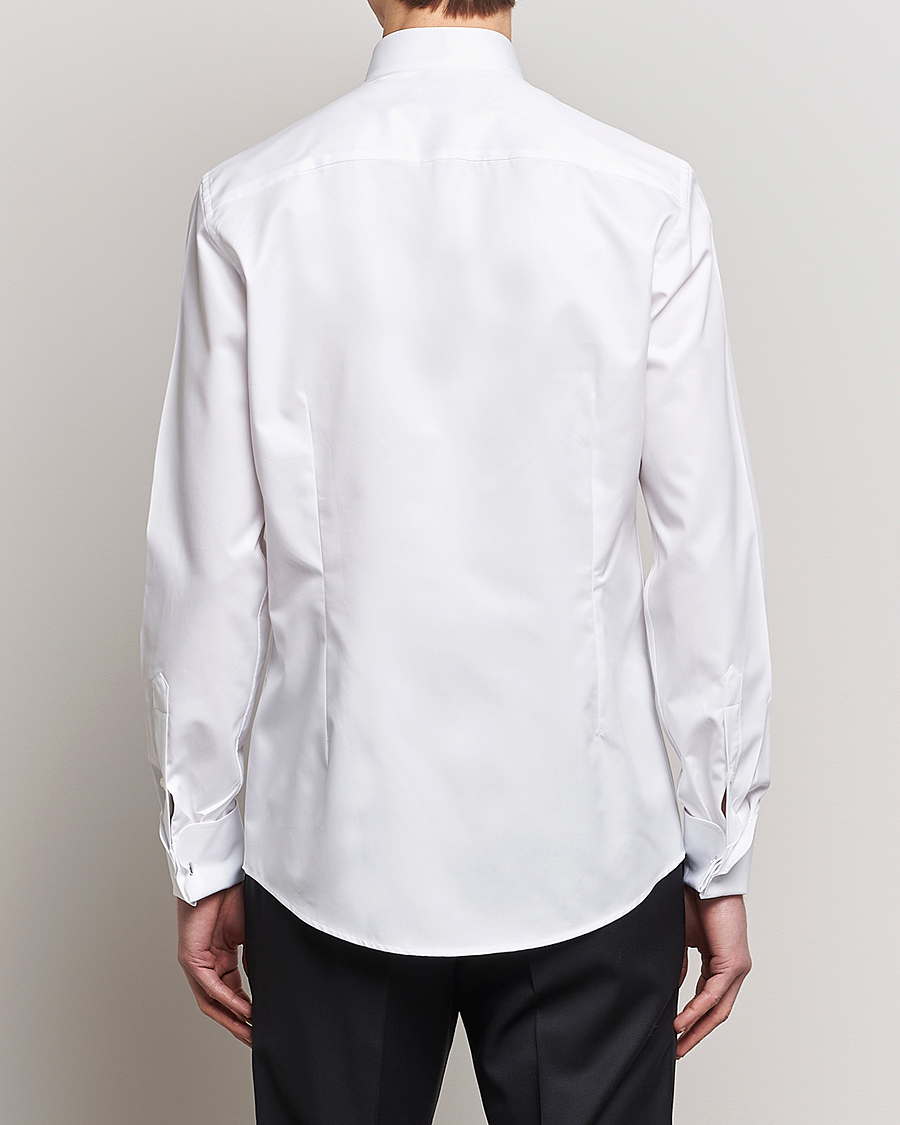 Men | Shirts | Stenströms | Slimline Stand Up Collar Plissè Shirt White
