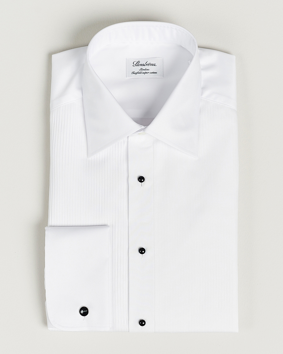 Men | Shirts | Stenströms | Slimline Open Smoking Shirt White