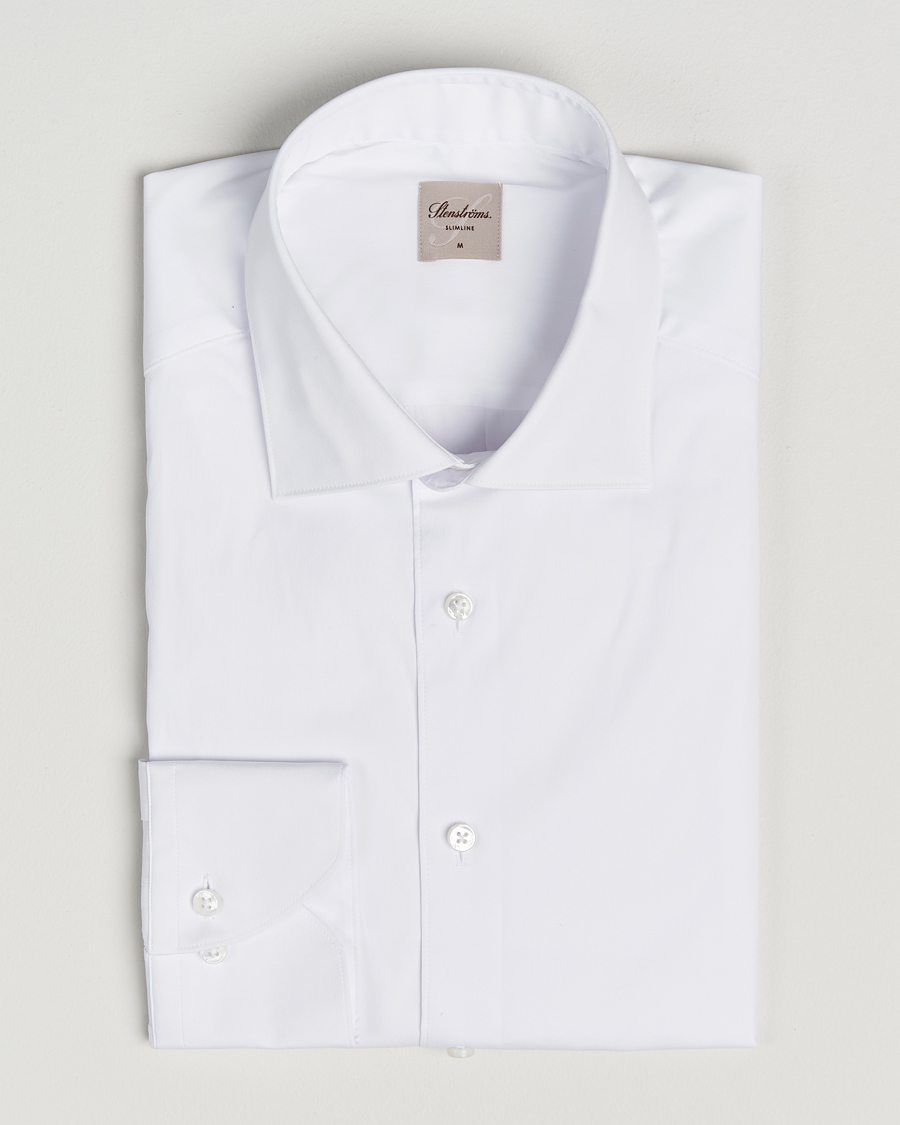 Men | Shirts | Stenströms | Slimline Cotton Stretch Shirt White