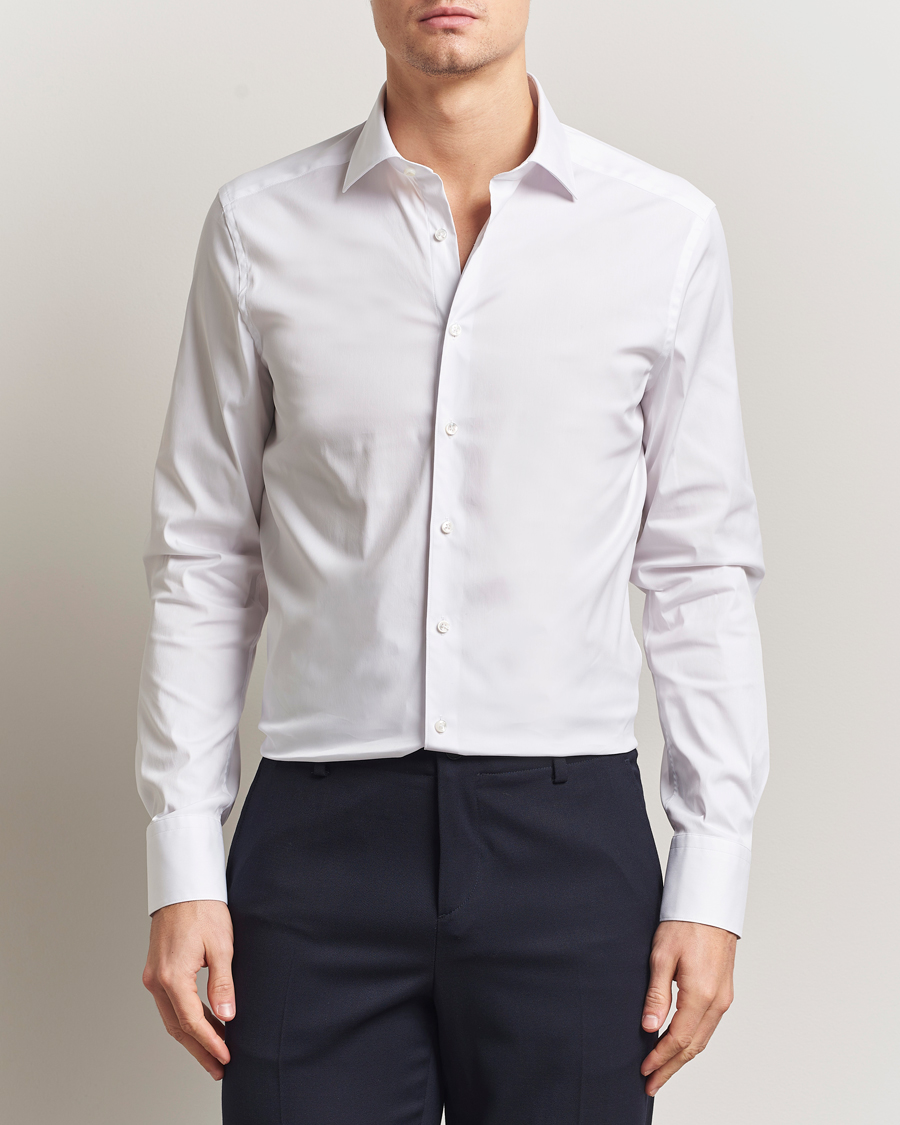 Men | Shirts | Stenströms | Slimline Cotton Stretch Shirt White