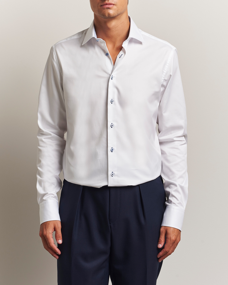 Men | Shirts | Stenströms | Regular Fit X-Long Sleeve Contrast Shirt White