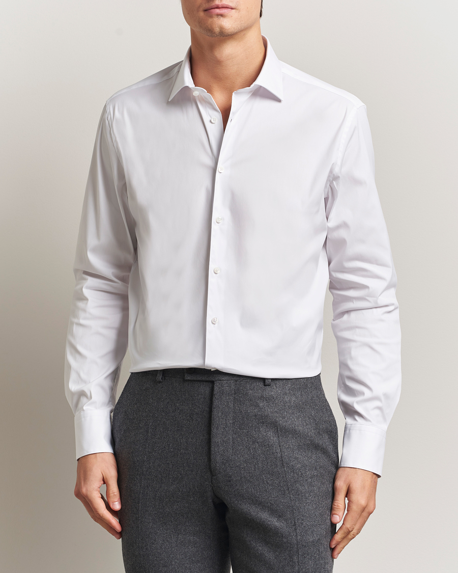 Men | Shirts | Stenströms | Regular Fit Cotton Stretch Shirt White