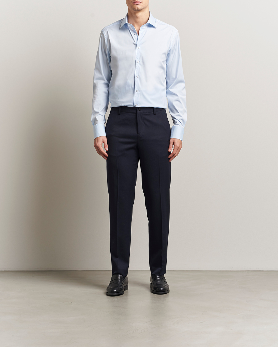 Men | Shirts | Stenströms | Regular Fit Cotton Stretch Shirt Light Blue