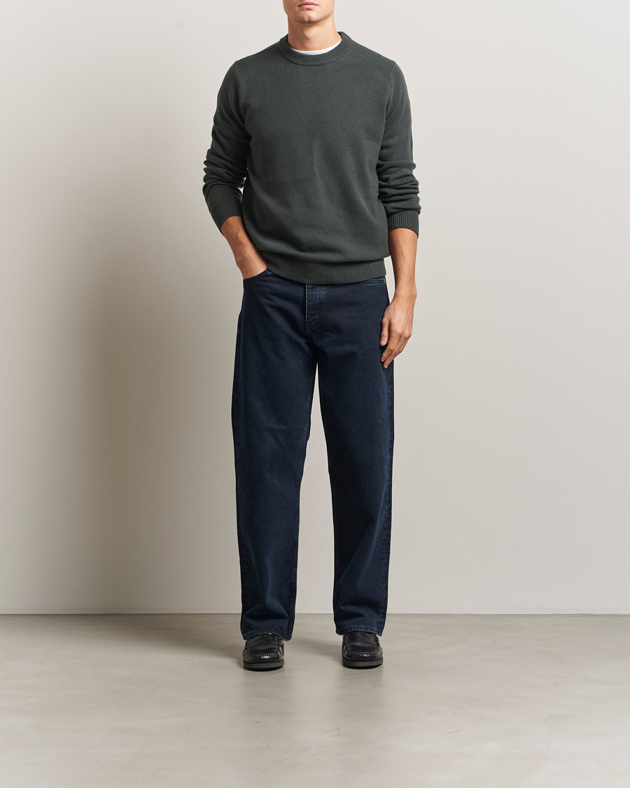 Men | Sweaters & Knitwear | Samsøe Samsøe | Isak Knitted Crew Neck Dark Evergreen