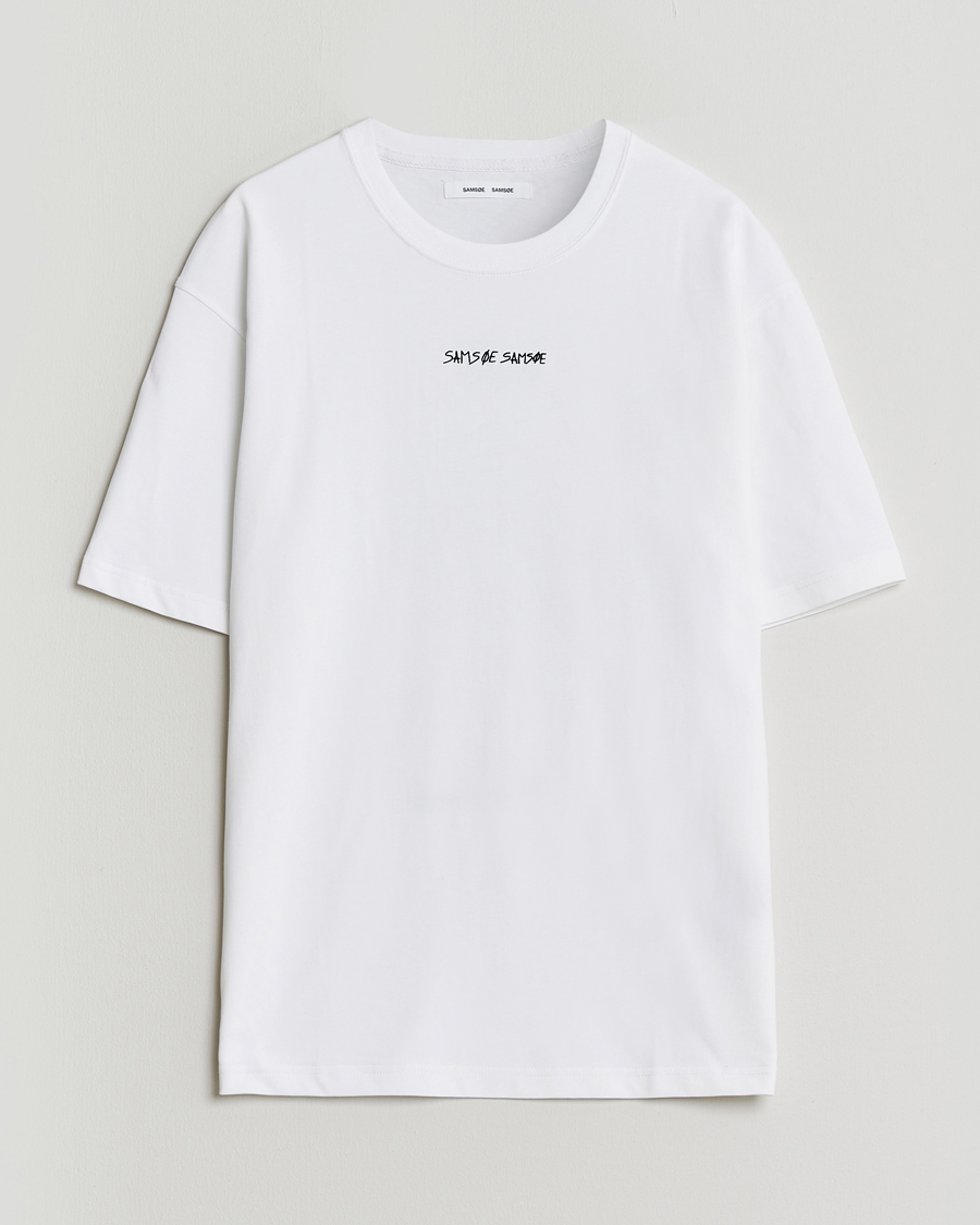 Men | T-Shirts | Samsøe Samsøe | Dinner Printed Crew Neck T-Shirt White