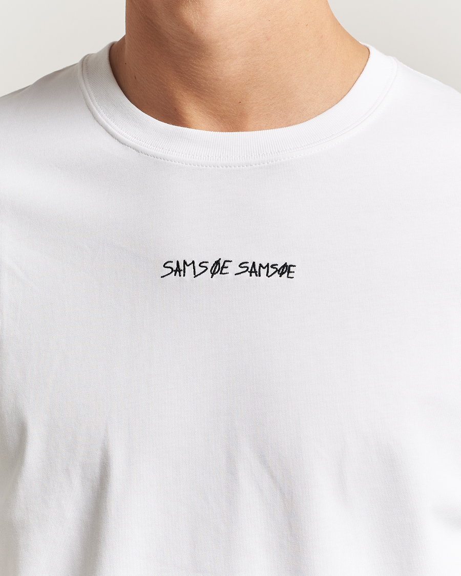 Men | T-Shirts | Samsøe Samsøe | Dinner Printed Crew Neck T-Shirt White