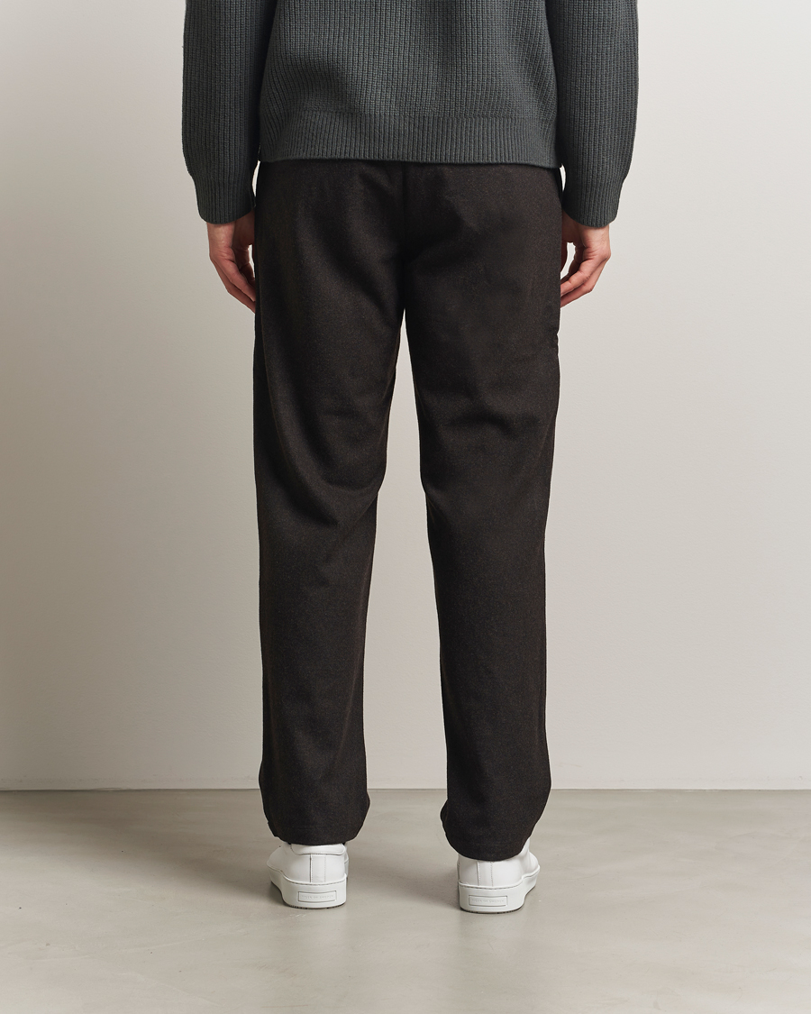 Men | Trousers | Samsøe Samsøe | Bertil Flannel Drawstring Trousers Black Coffee Melange