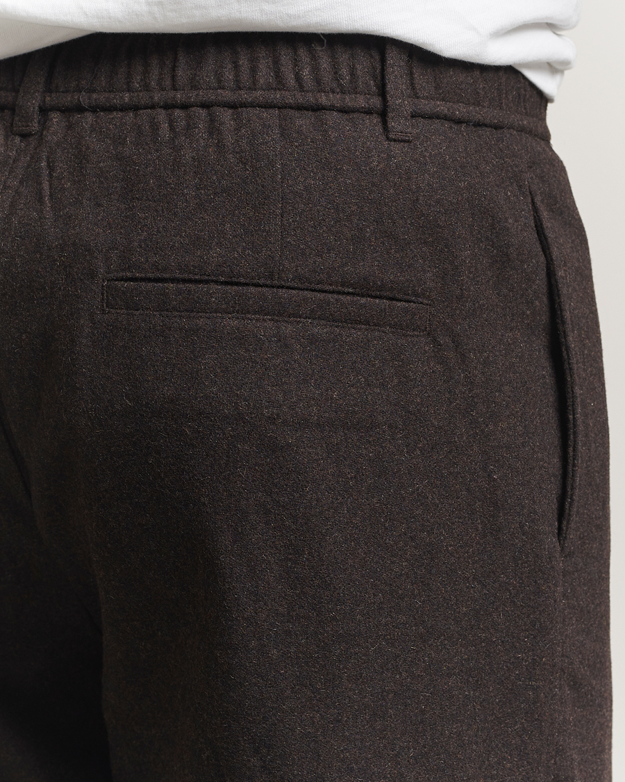 Men | Trousers | Samsøe Samsøe | Bertil Flannel Drawstring Trousers Black Coffee Melange