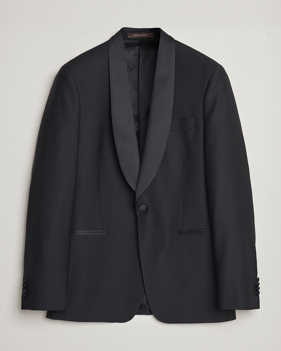 Men | Blazers | Oscar Jacobson | Figaro Wool Tuxedo Blazer Black