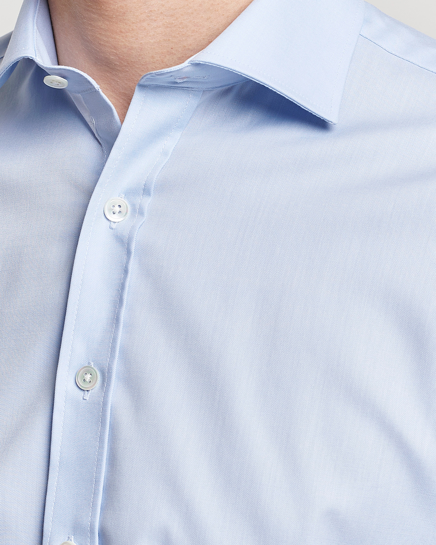 Men | Shirts | Oscar Jacobson | Slim Fit Cut Away Non Iron Twill Light Blue