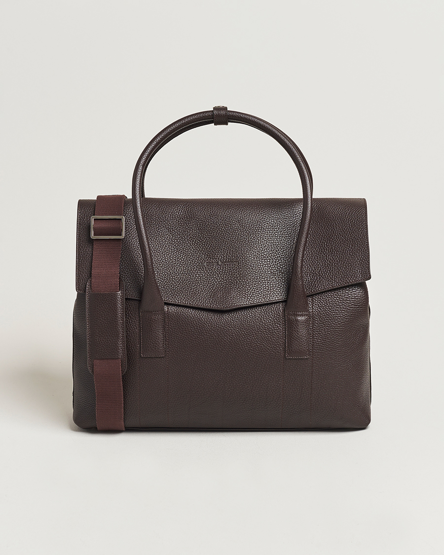 Men | Oscar Jacobson Overnight Leather Bag Dark Mud Brown | Oscar Jacobson | Overnight Leather Bag Dark Mud Brown