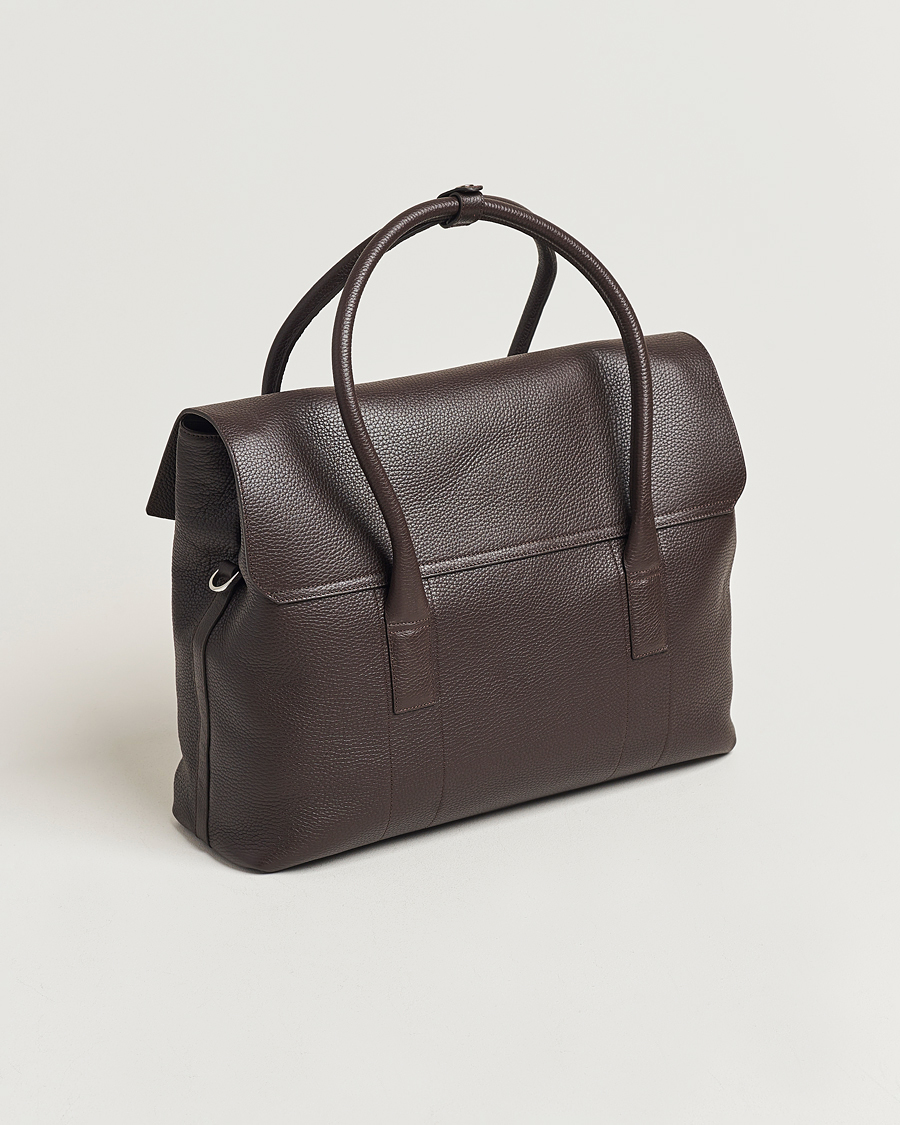 Men | Oscar Jacobson Overnight Leather Bag Dark Mud Brown | Oscar Jacobson | Overnight Leather Bag Dark Mud Brown