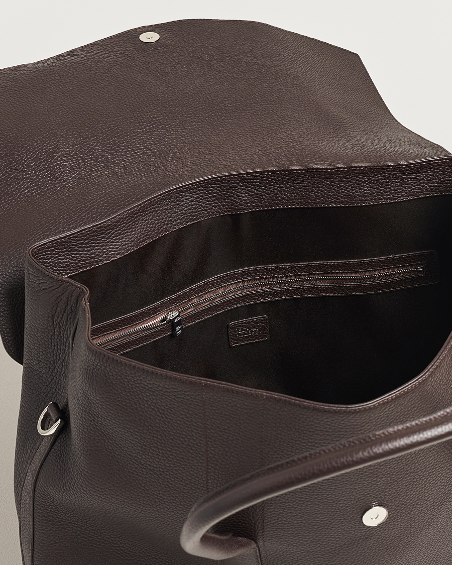 Men | Oscar Jacobson Overnight Leather Bag Dark Mud Brown | Oscar Jacobson | Overnight Leather Bag Dark Mud Brown