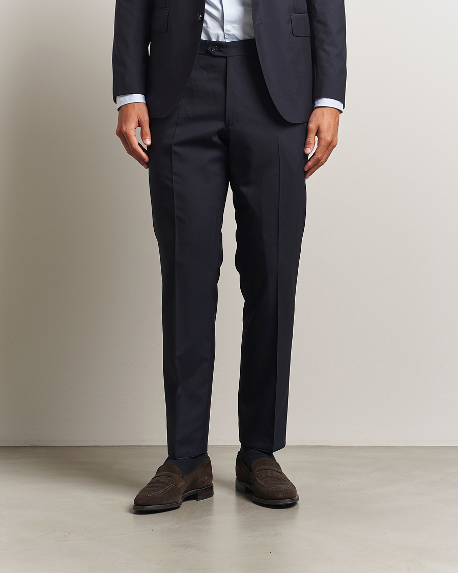 Men | Trousers | Oscar Jacobson | Dandy Wool Trousers Navy