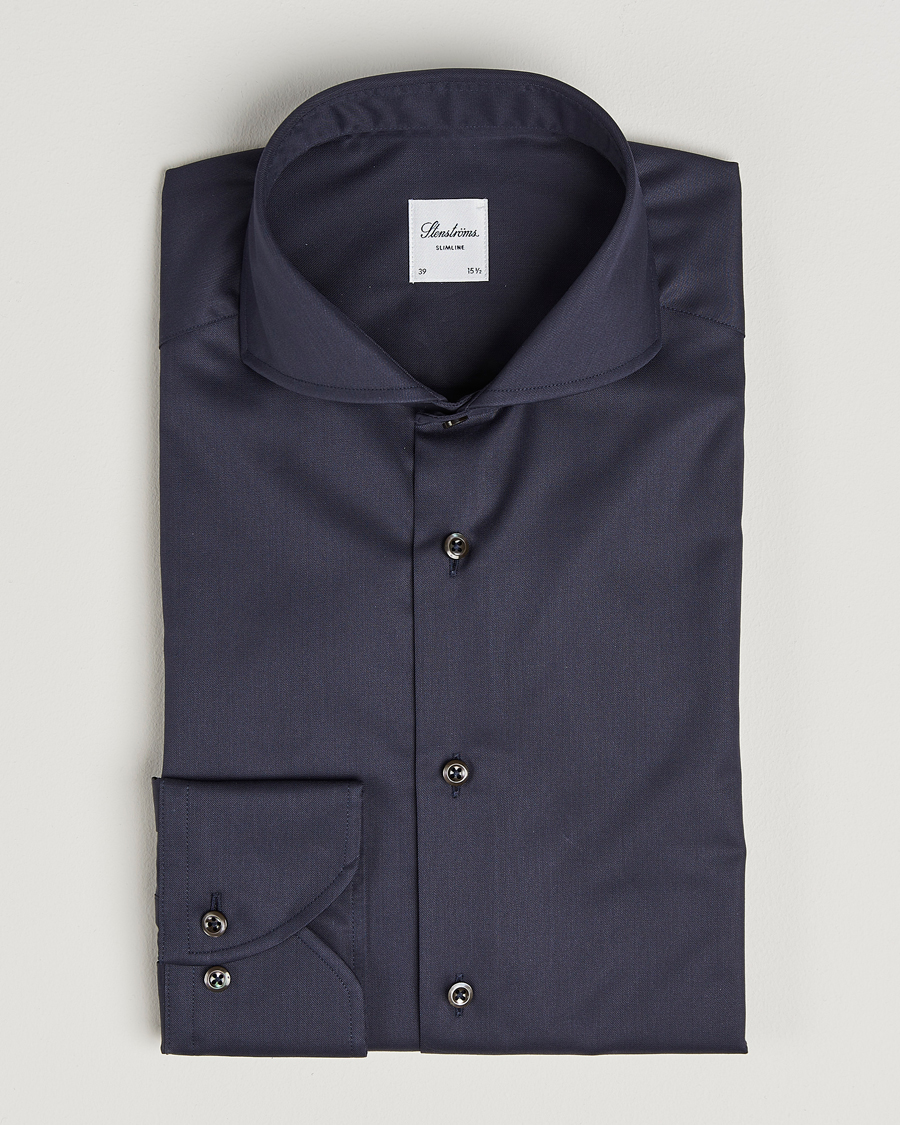 Men | Shirts | Stenströms | Slimline Extreme Cut Away Shirt Navy
