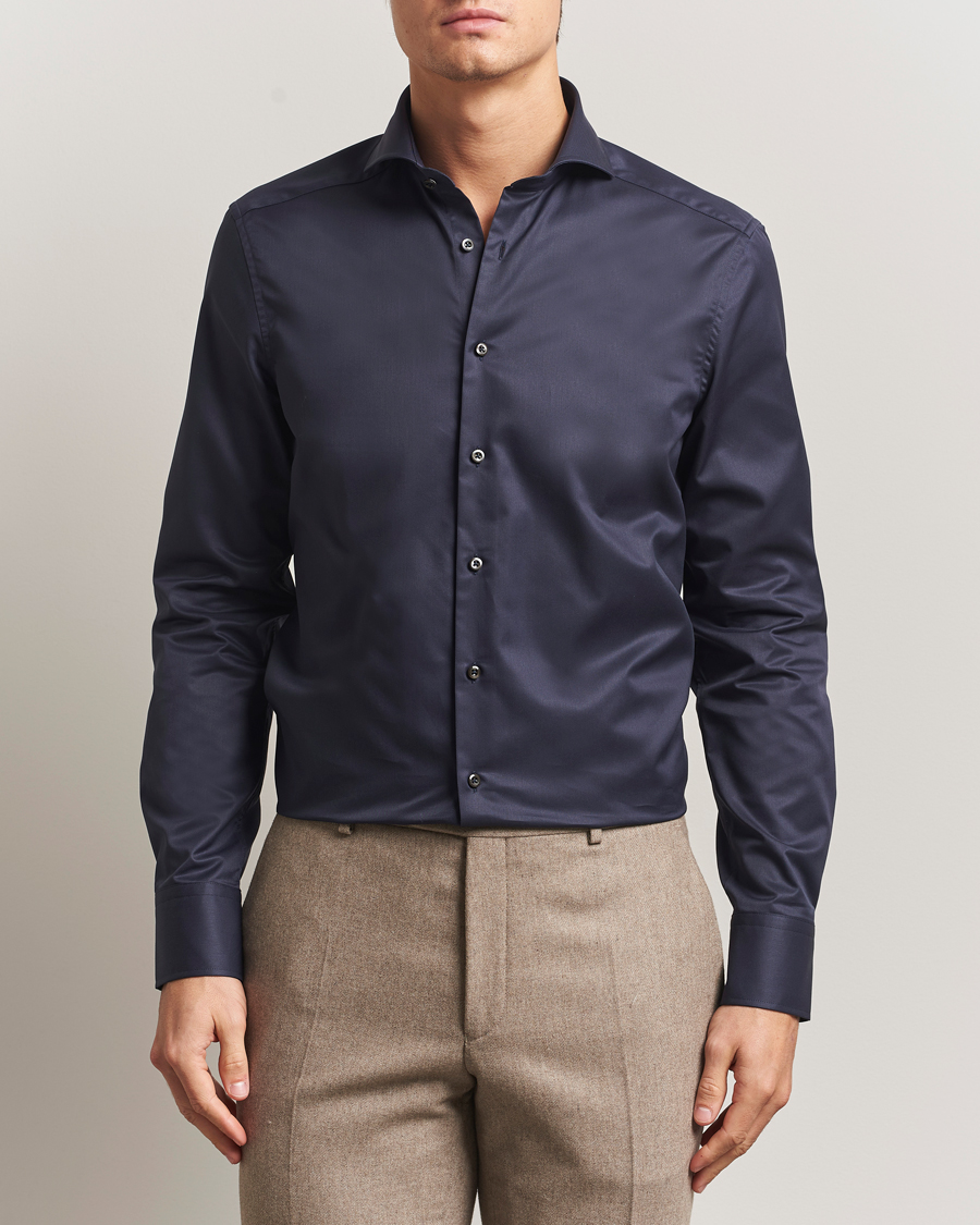 Men | Shirts | Stenströms | Slimline Extreme Cut Away Shirt Navy