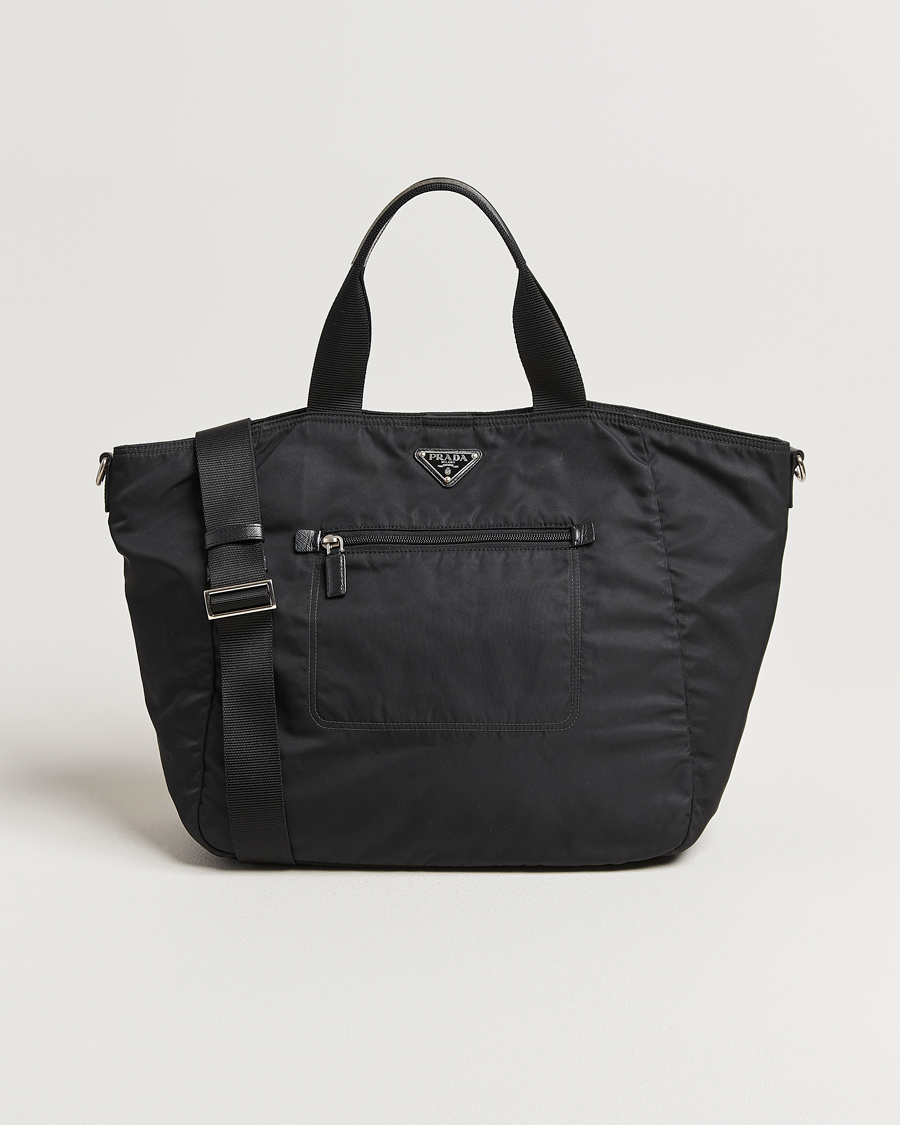Men | Prada Pre-Owned 2 Way Boston Bag Tessuto Nylon Black | Prada Pre-Owned | 2 Way Boston Bag Tessuto Nylon Black