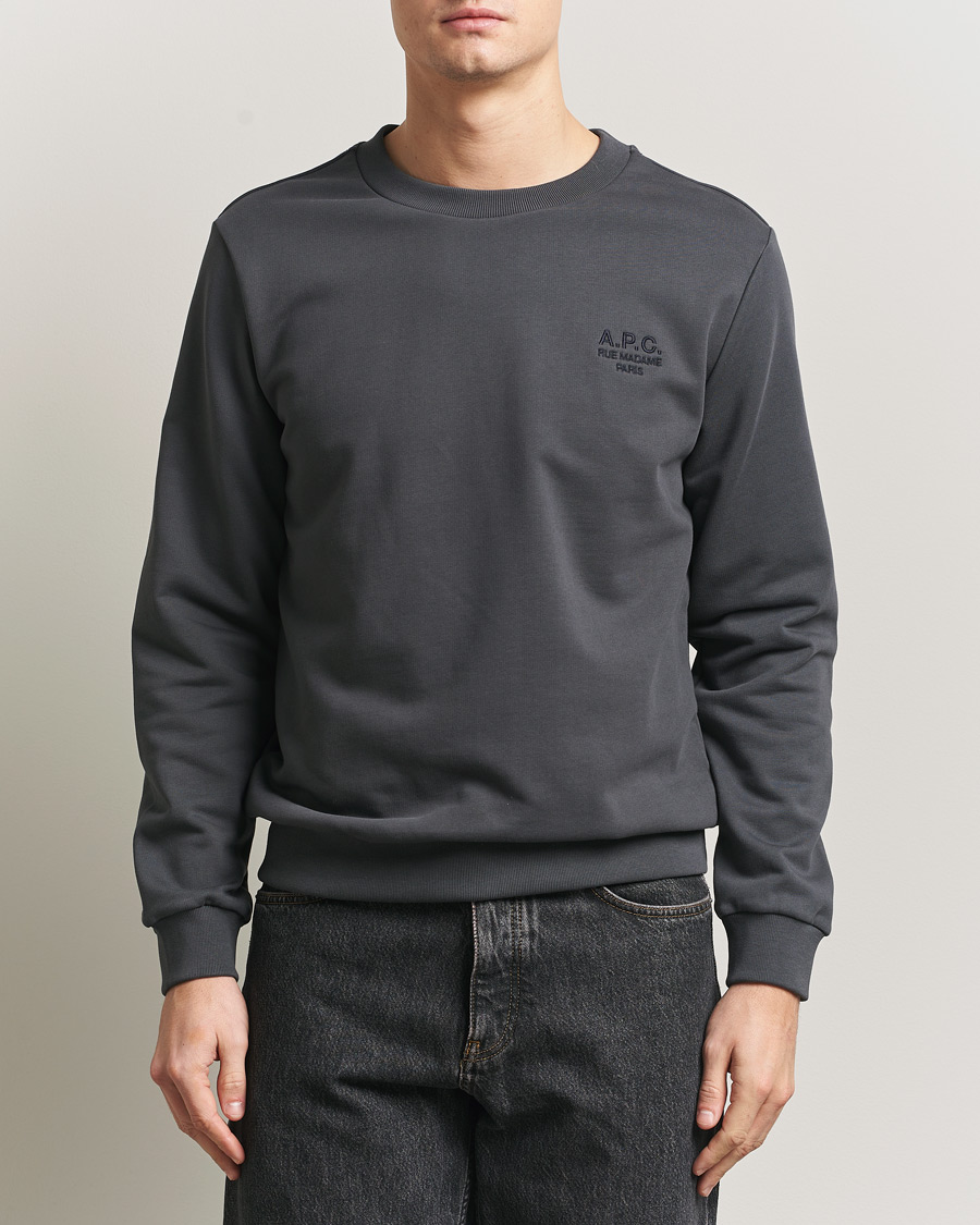 Men | Sweaters & Knitwear | A.P.C. | Rue Madame Tonal Sweatshirt Faded Black