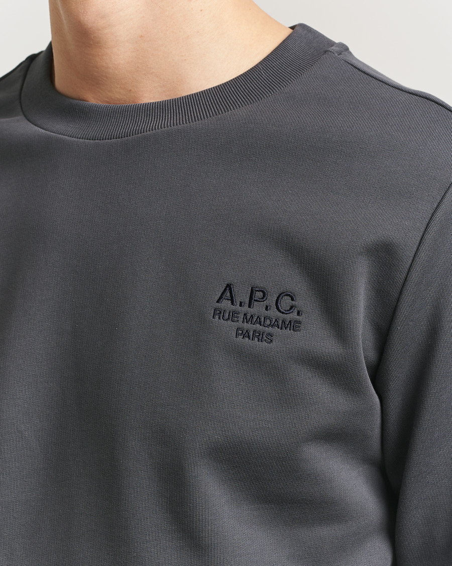 Men | Sweaters & Knitwear | A.P.C. | Rue Madame Tonal Sweatshirt Faded Black