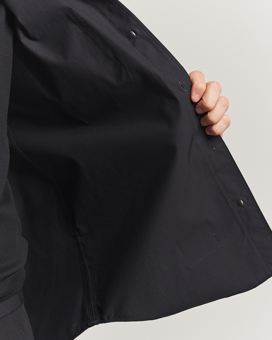 Thom Browne Long Sleeve Hooded Overshirt Black at CareOfCarl.com