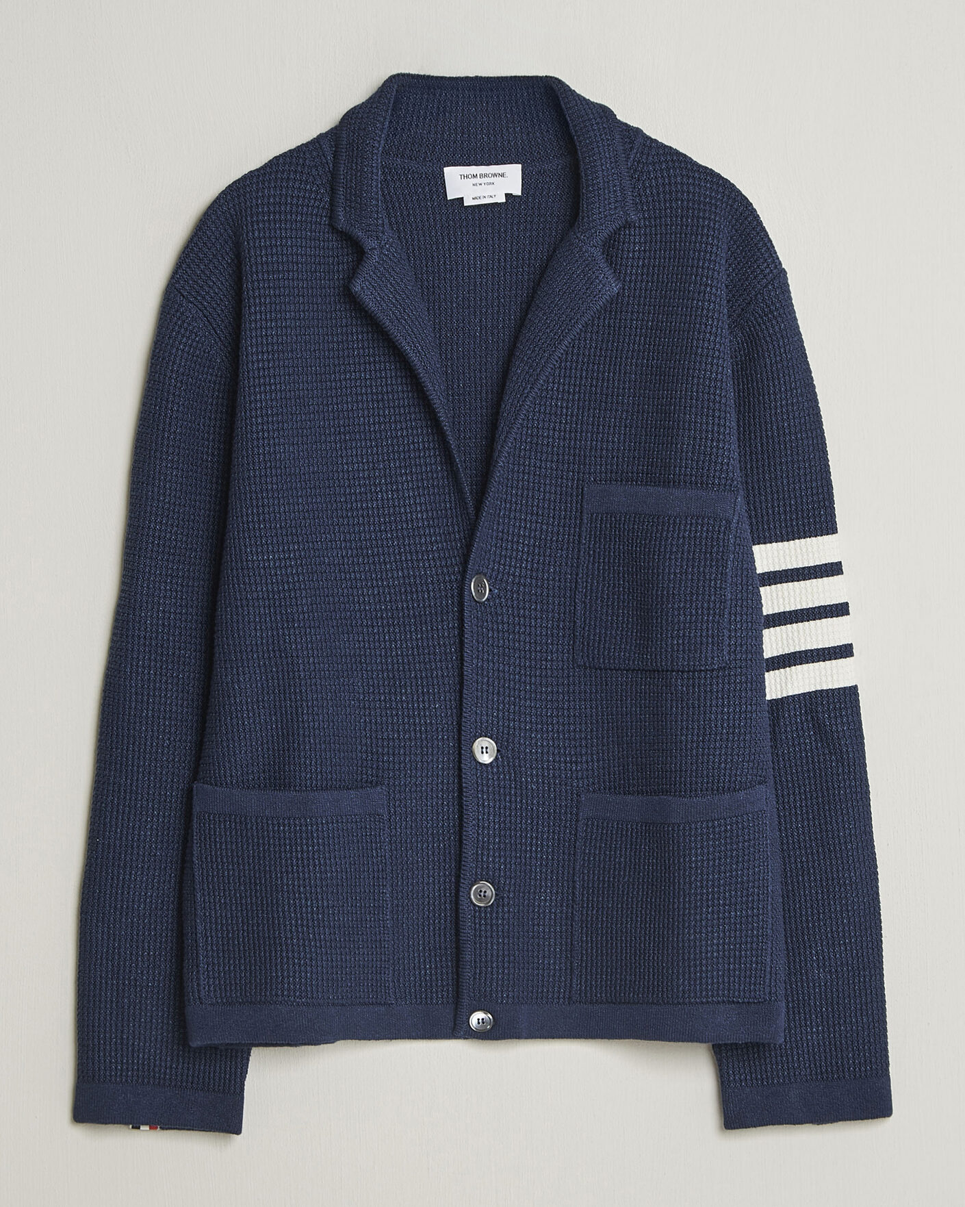 Men | Sweaters & Knitwear | Thom Browne | Textured 4 Bar Cardigan Jacket Navy