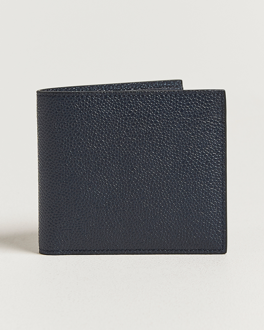 Men | Wallets | Thom Browne | Pebble Grain Leather Wallet Navy