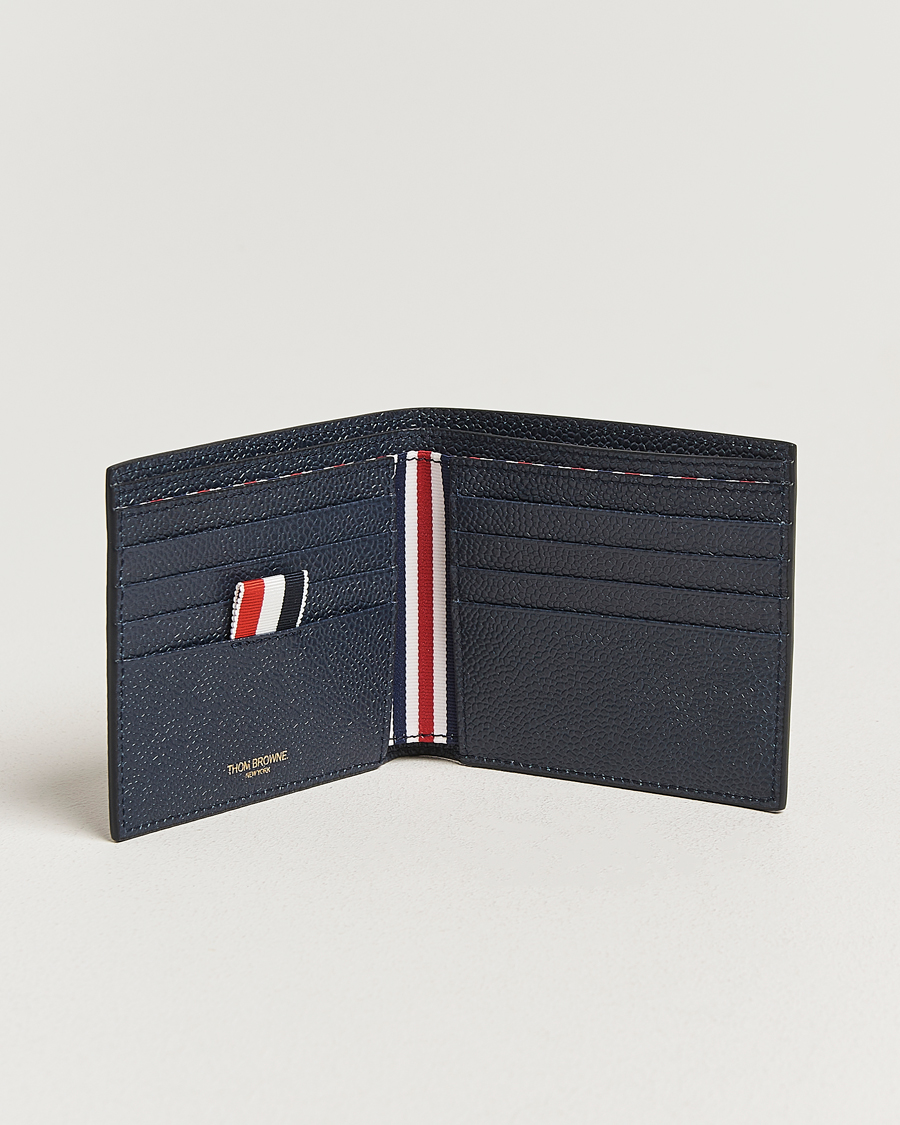 Men | Wallets | Thom Browne | Pebble Grain Leather Wallet Navy